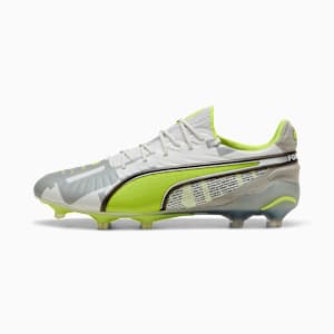 Tacos de fútbol KING ULTIMATE FG/AG, Feather Gray-Electric Lime-PUMA White-Flat Light Gray, extralarge