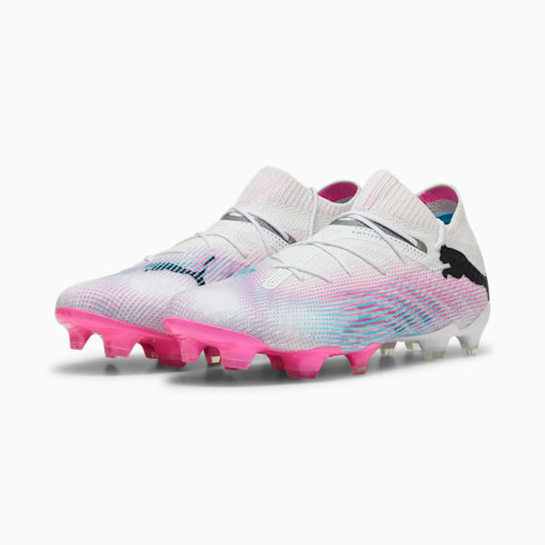 Tacos de fútbol para hombre FUTURE 7 ULTIMATE FG/AG, PUMA White-PUMA Black-Poison Pink, extralarge