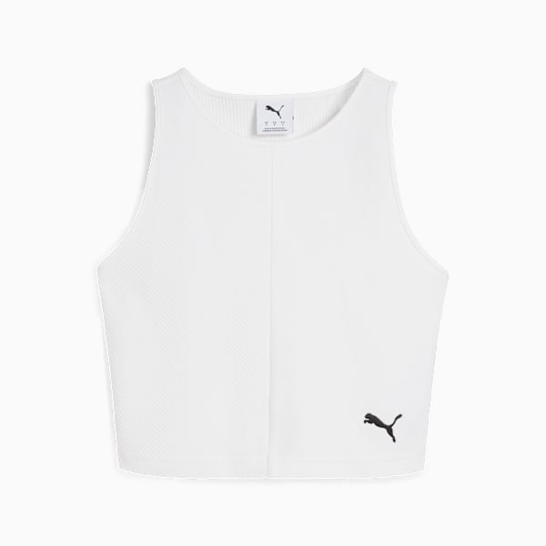 Wardrobe Essentials Women's Ribbed Crop Top, PUMA White, extralarge