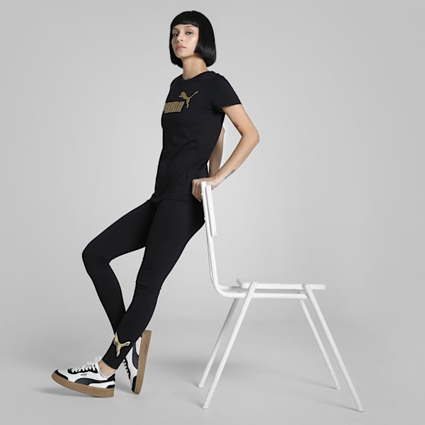 METALLIC Women's Leggings, PUMA Black-Metallic Gold, extralarge-IND